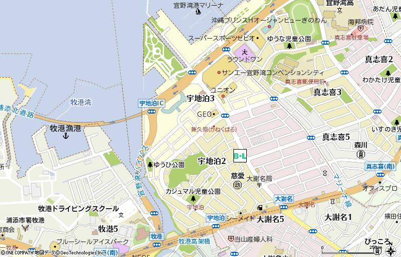 メガネ１番　宜野湾宇地泊店付近の地図